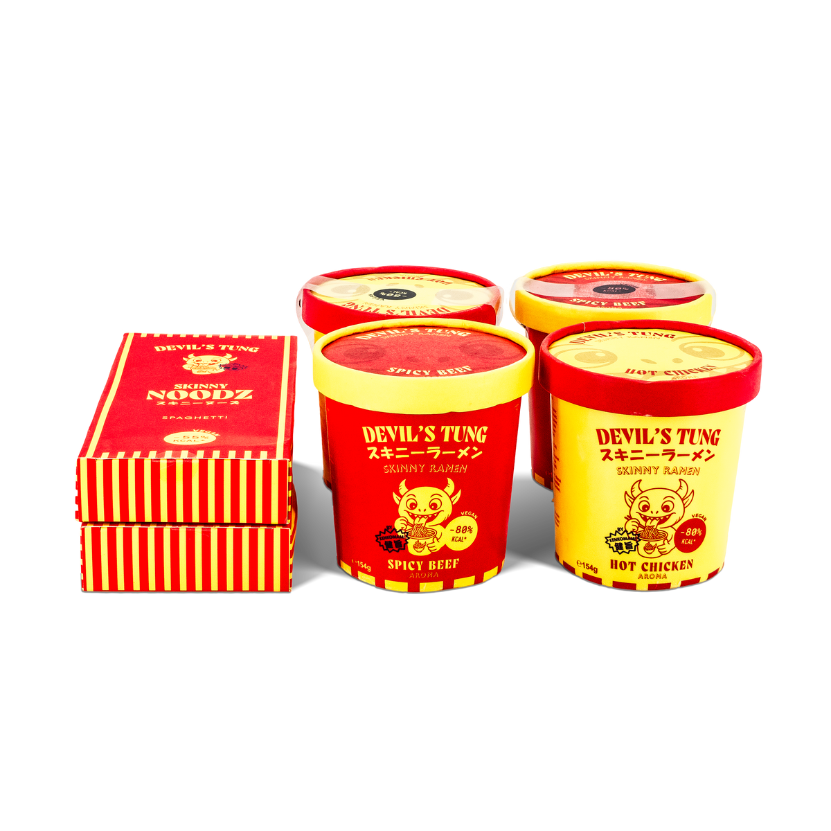 Devil's Tung Tasting Box Double – 12 Cups Skinny Ramen & Skinny Noodz